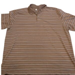 Izod Men's Polo Shirt with Brown and White Stripes